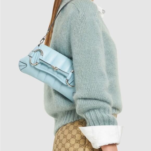 Gucci baby Blue Shoulder Horsebit Chain Small Leather Shoulder Bag - Picture 12 of 12
